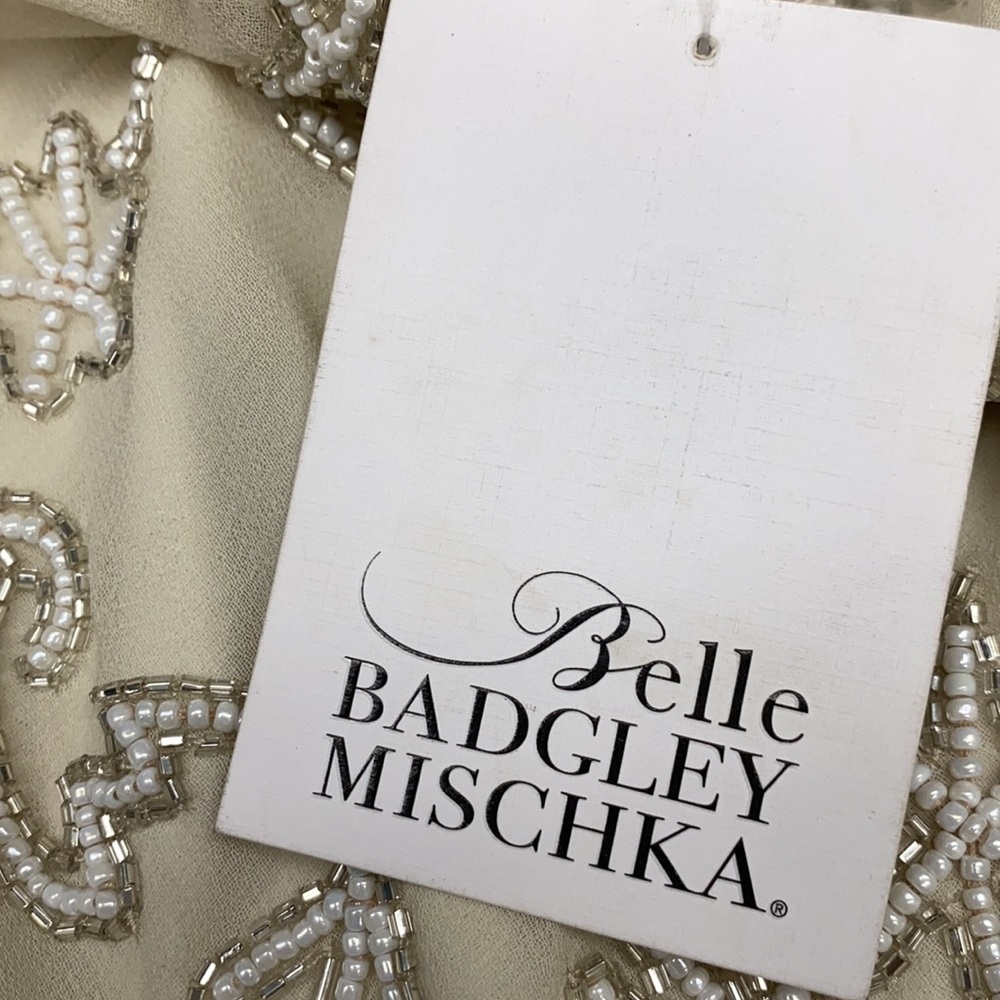 Badgley Mischka white with pearls sleeveless cocktail dress - Picture 9 of 12